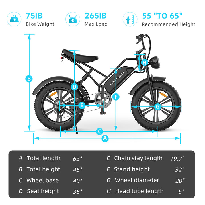 happyrun best electric bicycle sizes