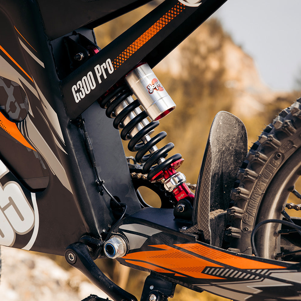 rear suspension of HappyRun Electric Dirt Bike G300 Pro