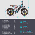 Happyrun Tank G60 750W Electric Bike Fat Tire Dirt All Terrain size chart